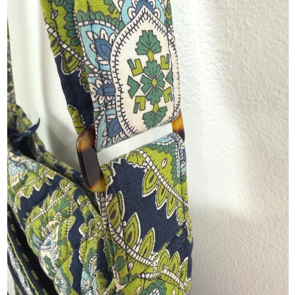 Vera Bradley Crossbody Bag Green Blue Paisley Quilted Cotton Adjustable Strap